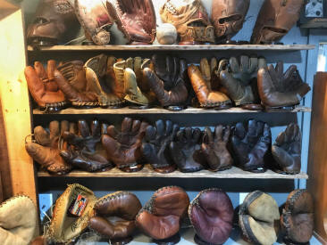 Vintage Baseball Glove Collection Display